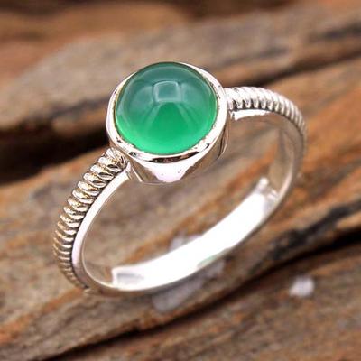 Onice verde, anello fatto a mano, argento sterling 925, regali per lei, gioielli con pietre preziose