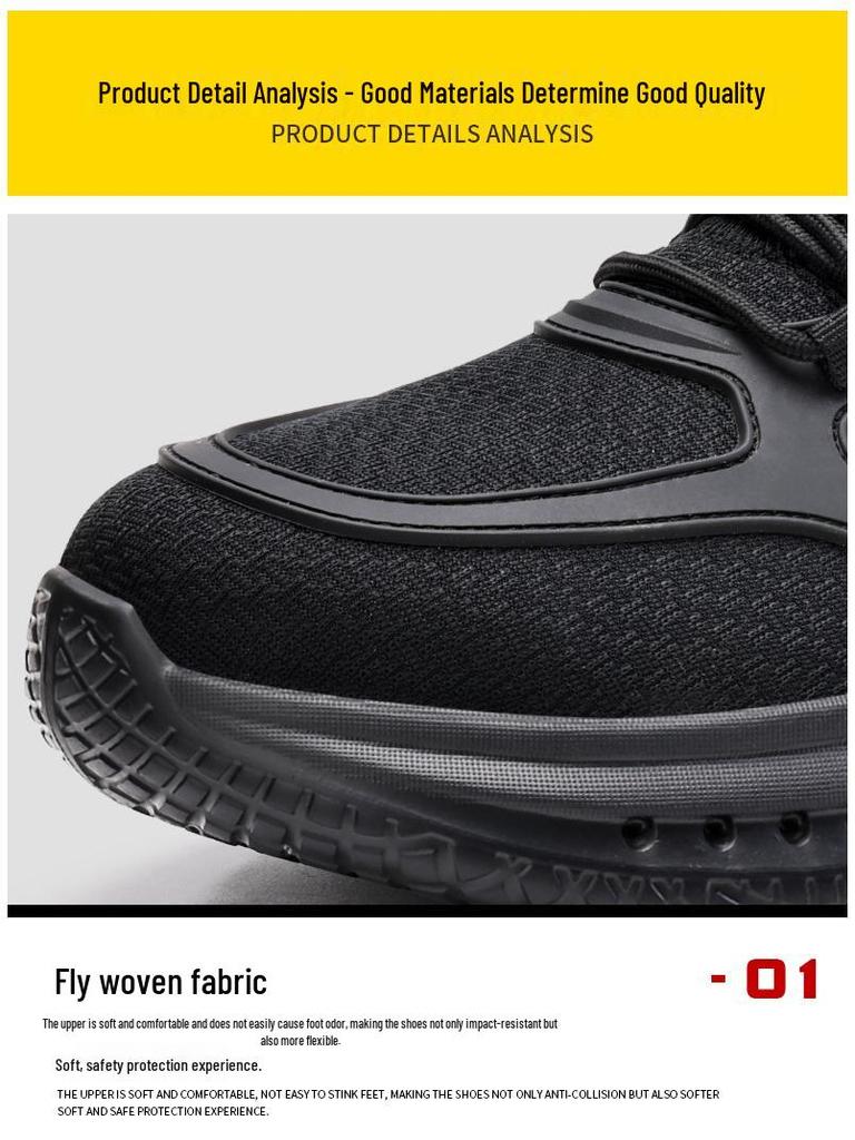 Pánská lehká bezpečnostní pracovní obuv s ocelovou špičkou - Odolná proti nárazu, Odolná proti propíchnutí, Celoroční pohodlí