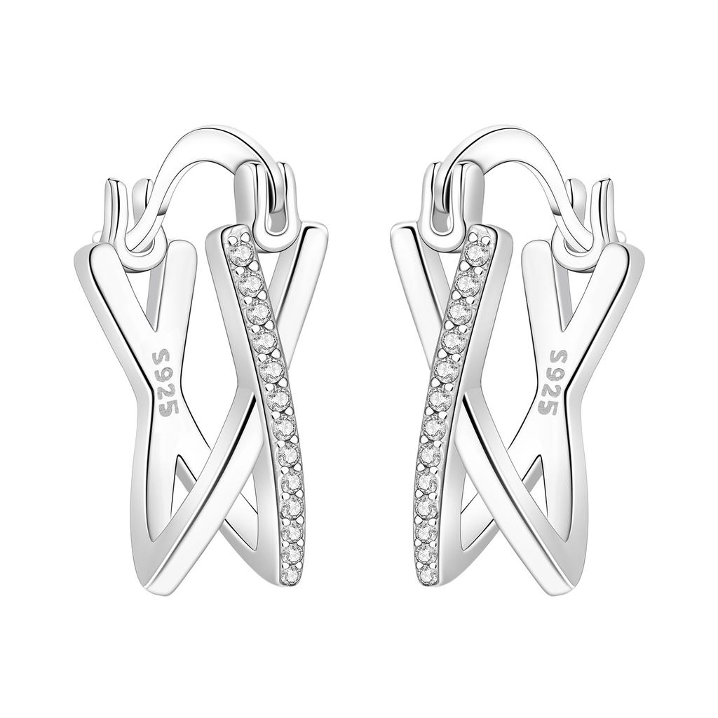 925 Sterling Silver Curve Weaving Large Circle Series Earring Jewelry Versatile Hoop Earrings for Women Jewelry Fine Gifts