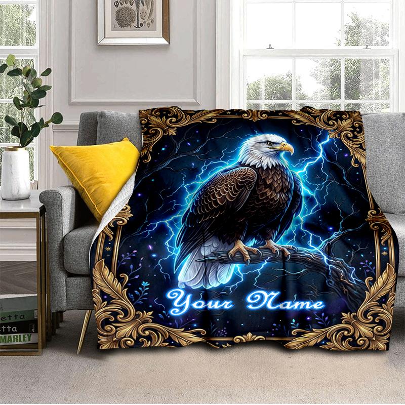 1PC Custom Name Eagle Strike Blanket Versatile,all-season Throw Suitable for the Living Room,bedroom,camping,travel,and Gift