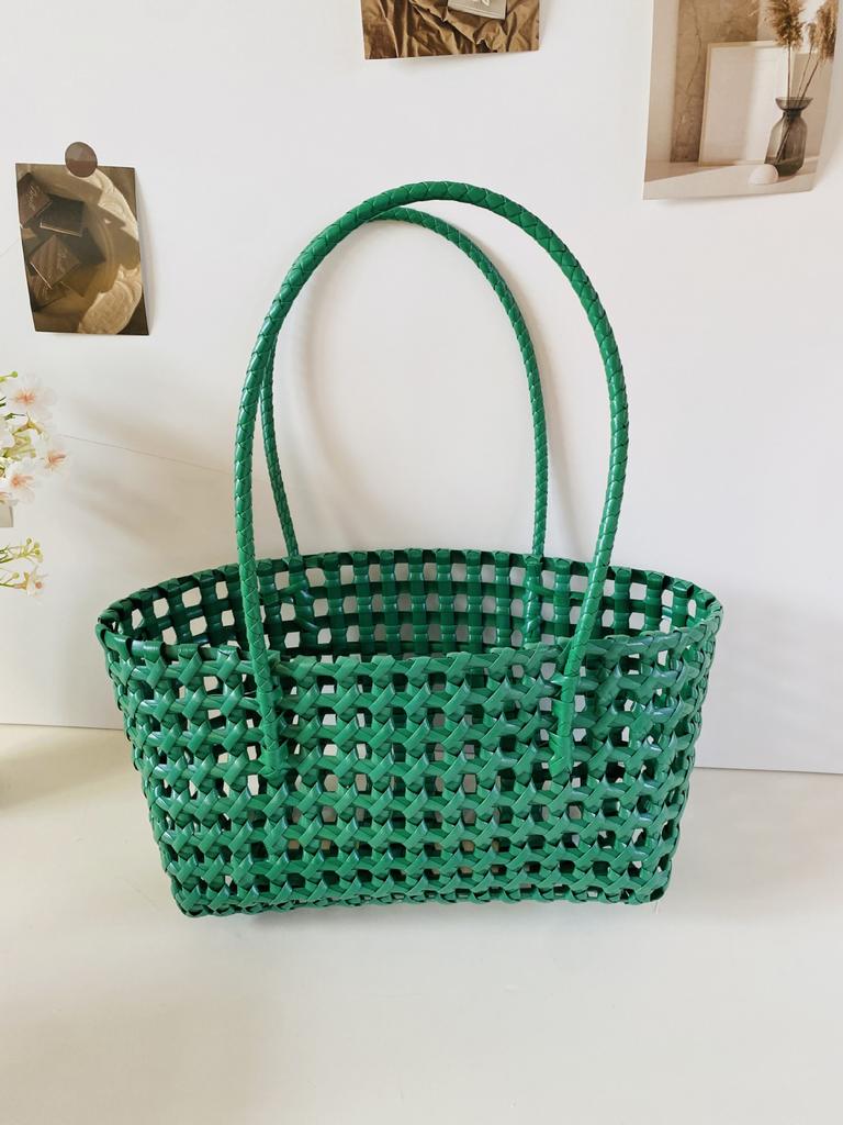 2025 Sommer Hohl-Strandtasche Für Damen Modekorb Wiederverwendbare Einkaufstaschen Designer Gewebte Handtasche Urlaubstasche Schwarz Bolso