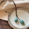 Green Wooden Round Bead Long Necklace Pendant Rope Women's Mori Retro Design Sweater Chain Niche Neck Accessories