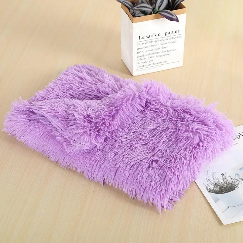 Fluffy Mat Long Plush Pet Blanket Cat Sleeping Mats Puppy Winter Warm Thin Kennel Cushion Soft Covers for Large Dogs Mattress