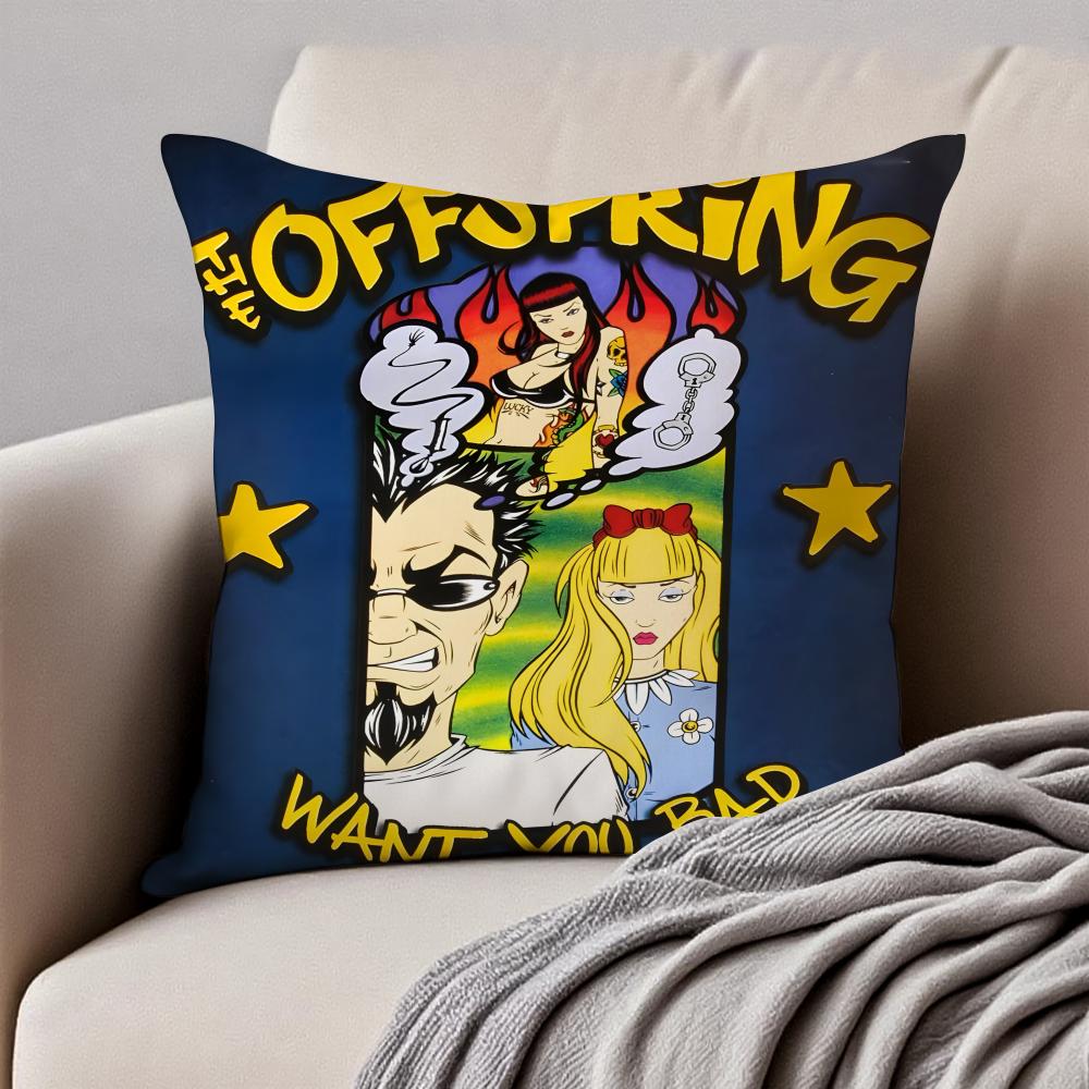 Punk Rock American Band TThe OOffspring Cushion Cover Pillowcase Antidustmite Invisible Zipper Short Plush Sofa Cushion