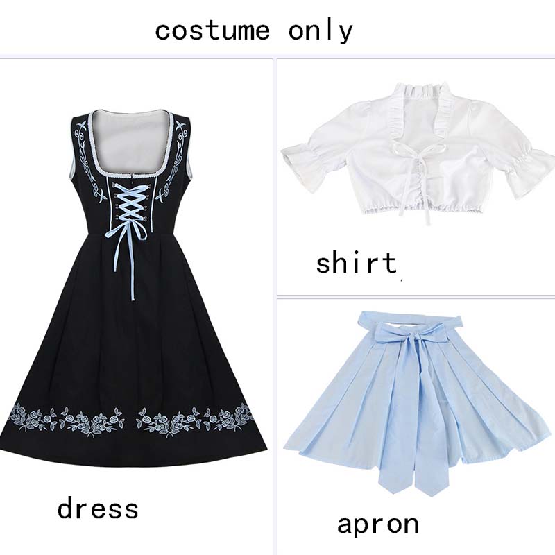 

Женский немецкий баварский костюм для Октоберфеста, платье дирндль с вышивкой для карнавальной вечеринки S