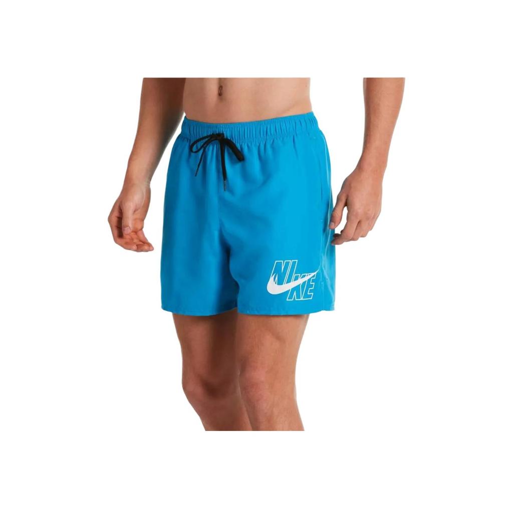 Nike Logo Print Straight-Leg Drawstring Casual Shorts Men Bottoms Blue NESSA566-406