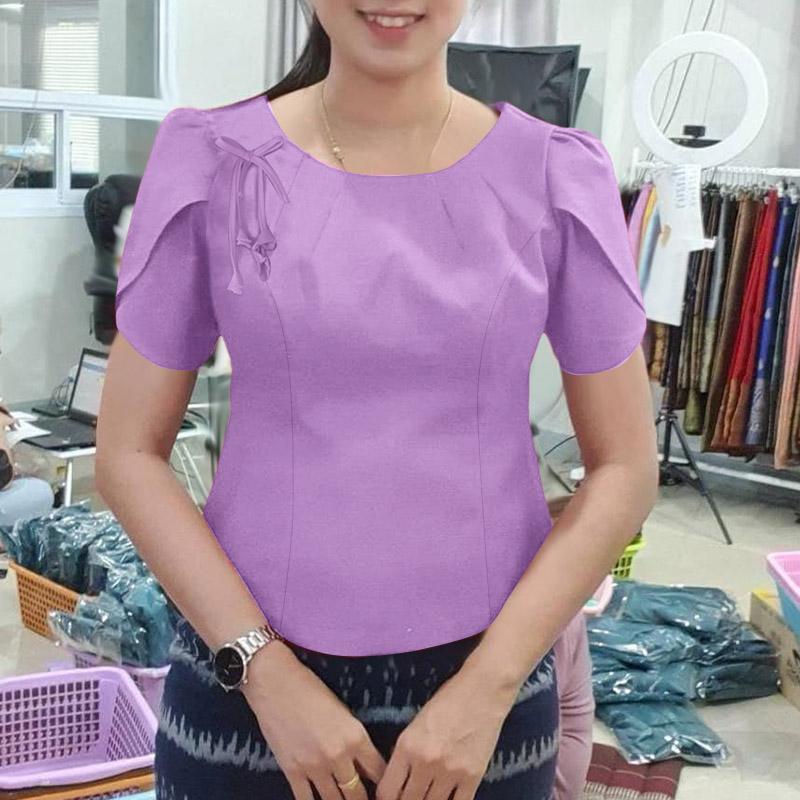 ZANZEA Dámská letní ležérní halenka s kulatým výstřihem a krátkým rukávem