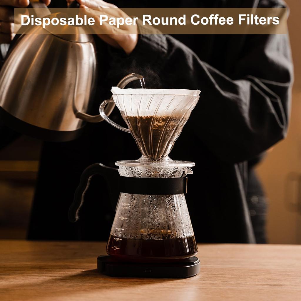 uxcell 400pcs Round Coffee Disposable Paper Percolator Coffee Natural Unbleached Wood Coffee Filters for Drip Coffee White 2.3" Filters, Filters,