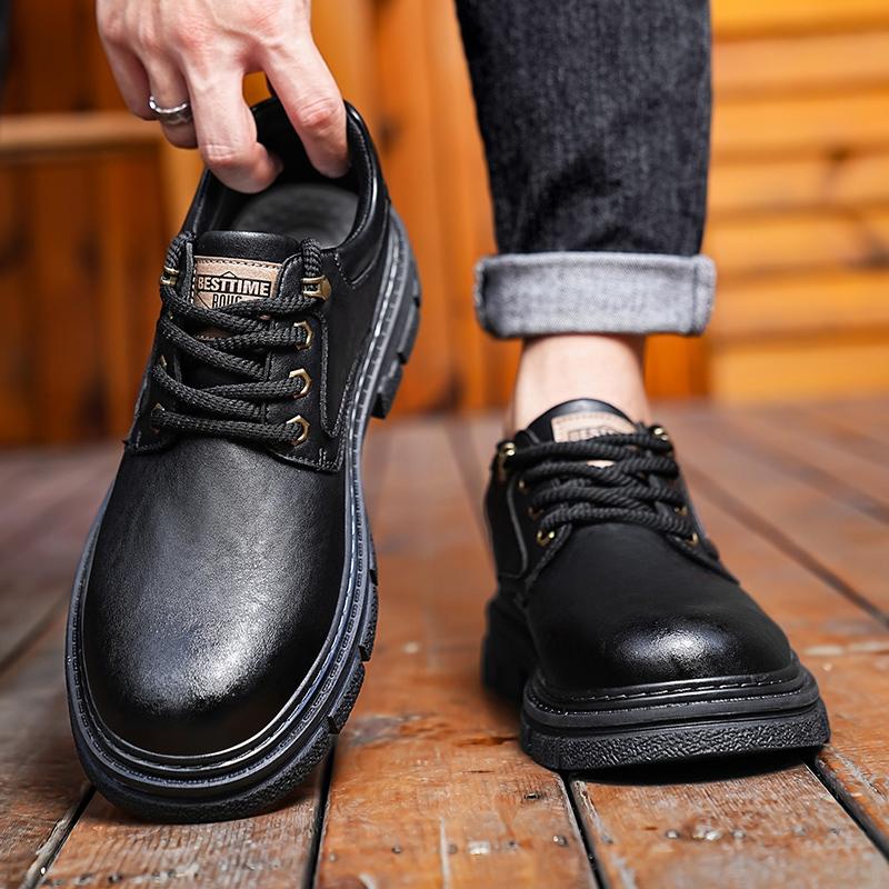 Fashion Men Casual Leather Shoes Spring Autumn Fashion Men's Platform Walk Oxfords Outdoor Shoes Fashion Sneakers Man Flats