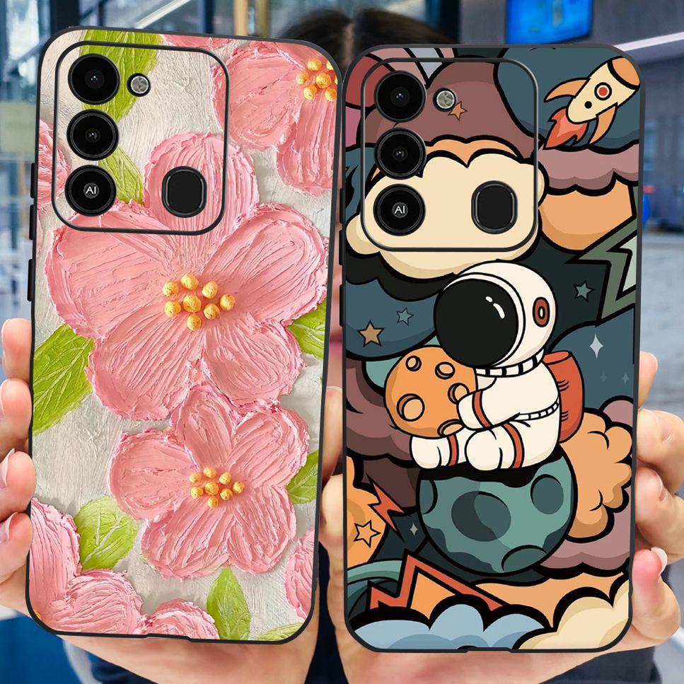 For Tecno Spark GO 2022 Case KG5 Soft Silicone Cute Cat Phone Cover For Tecno SparkGO 2022 6.52" Luxury Love Flower Cases Funda
