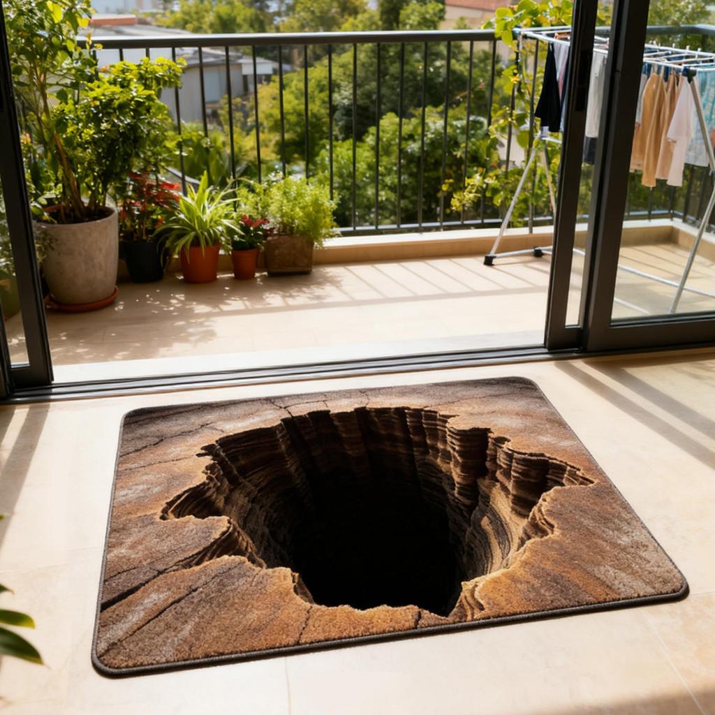 3D Rugs Optical Illusion Non-Slip Visual Room Doormat Decoration Non-Slip Door Mats for Entryway Kitchen Bathroom Entrance Patio