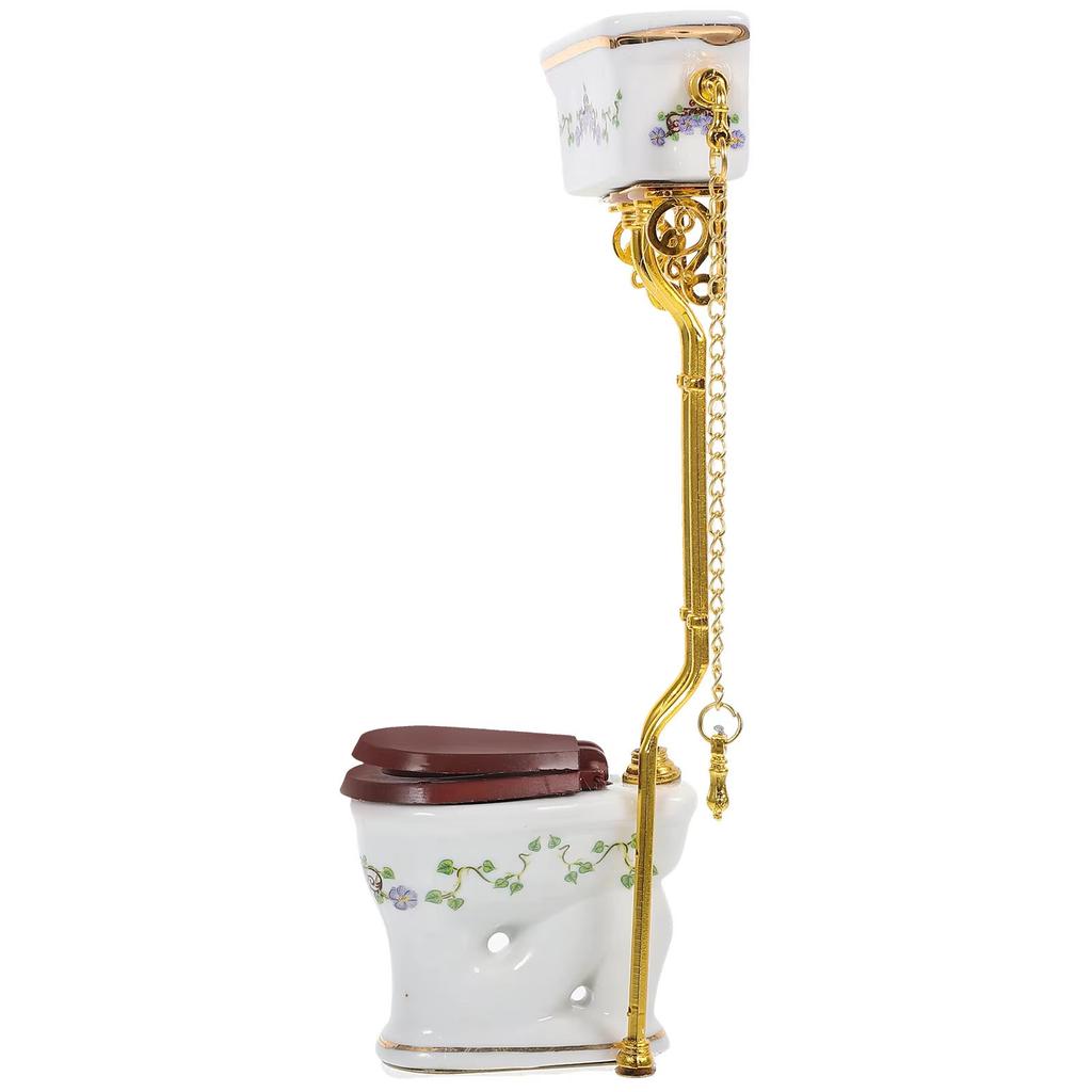 1/12 Scale Ceramic Mini Toilet For Dollhouse Bathroom Accessory Realistic Miniature Furniture Model