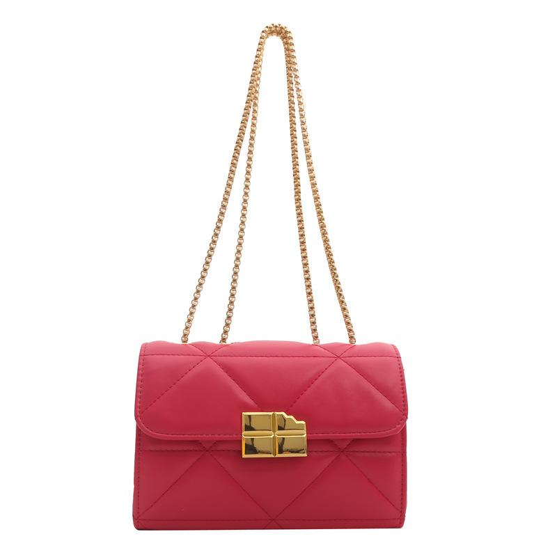 

Текстурована жіноча сумка 2024, нова ніша, суцільна кольорова сумка через плече, модна індивідуальна маленька квадратна сумка на ланцюжку троянди рожеві кольору