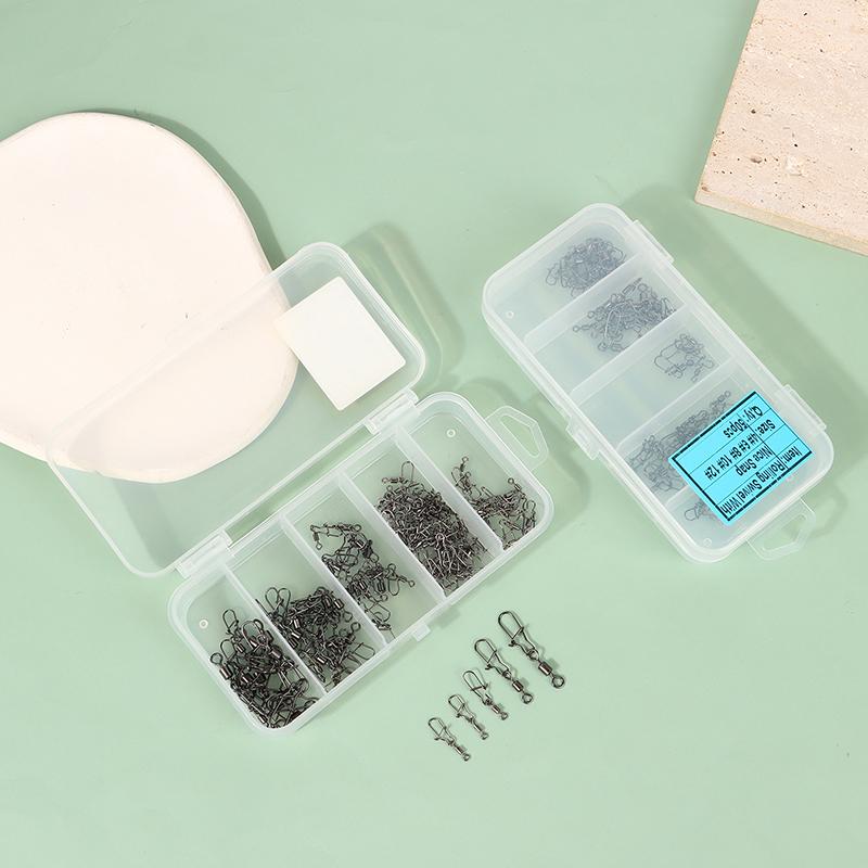 100 Buc/Cutie Conector Pescuit Inox Pin 4# 6# 8#10#12# Vârtel Rulant cu Rulment cu Agrafă Accesorii Momeală Cârlig de Pescuit