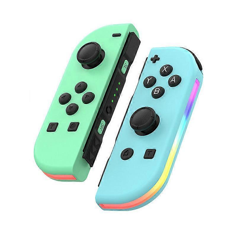 BT 5.2 RGB LED Switch L/R JoyCon Gamepad for Nintendo Switch/Lite/Oled JoyCon Gamepads Joystick with Dual Vibration(Blue Green)