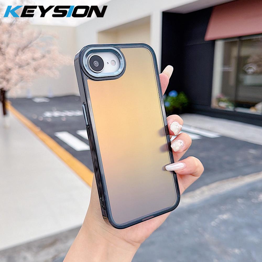 KEYSION Fashion Laser Gradient Colorful Phone Case for iPhone 17e 16e Soft TPU+PC Shockproof Back Cover for iPhone 16e 17e 2026