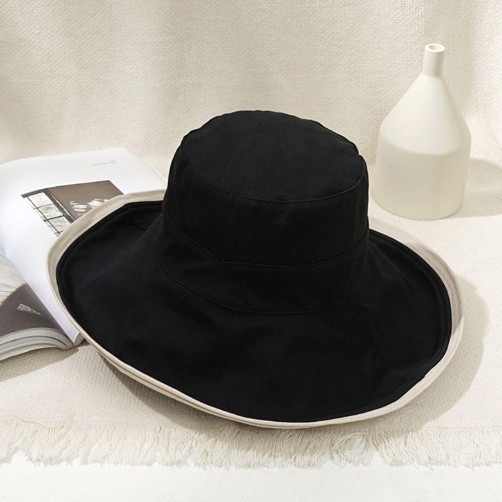 Versatile Women Sun Hat Broad-edged Bucket Hat Double-sided Wear Fisherman's Hat Vacation