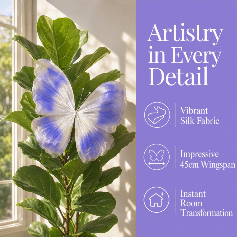 Flower Pattern Artificial Butterfly Gradient Color 3D Silk Yarn Butterfly Wedding Party Decoration