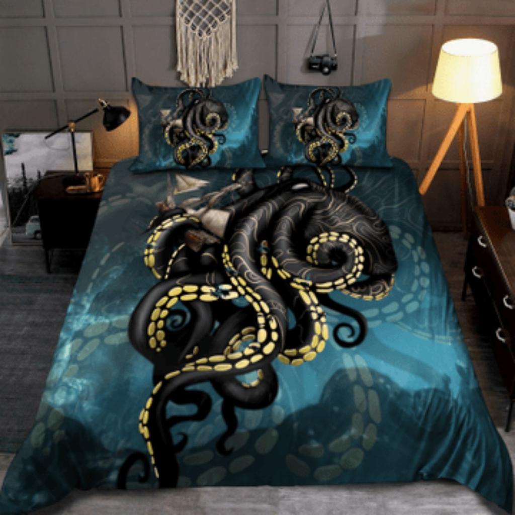 Tmarc Tee Premium Bedding Set Octopus Gothic Style Comforter Cover Set Pillowcase