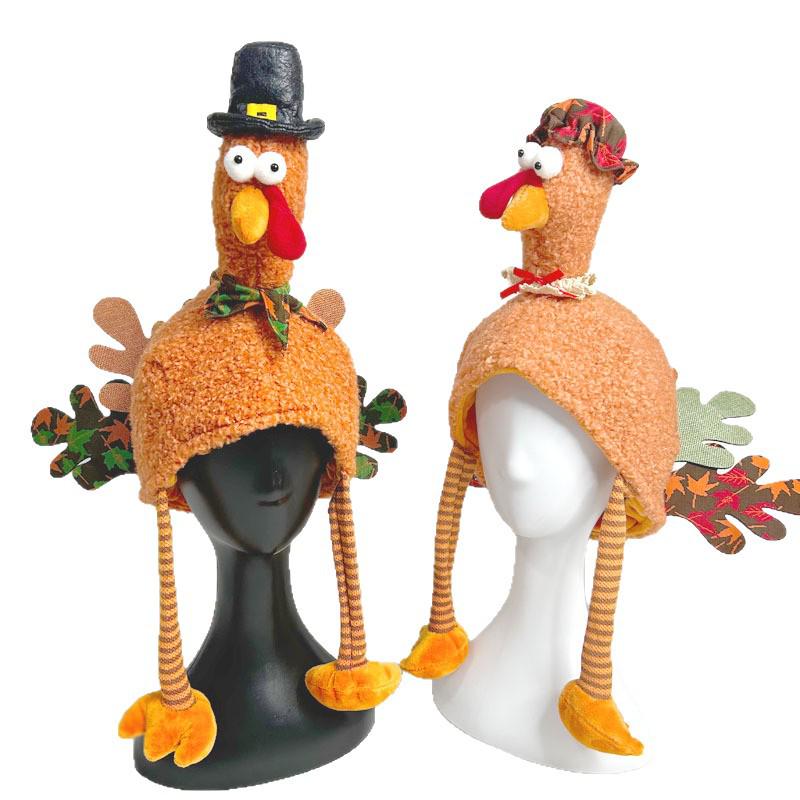 Thanksgiving Cartoon Turkey Plush Hat - Festive Party Decoration