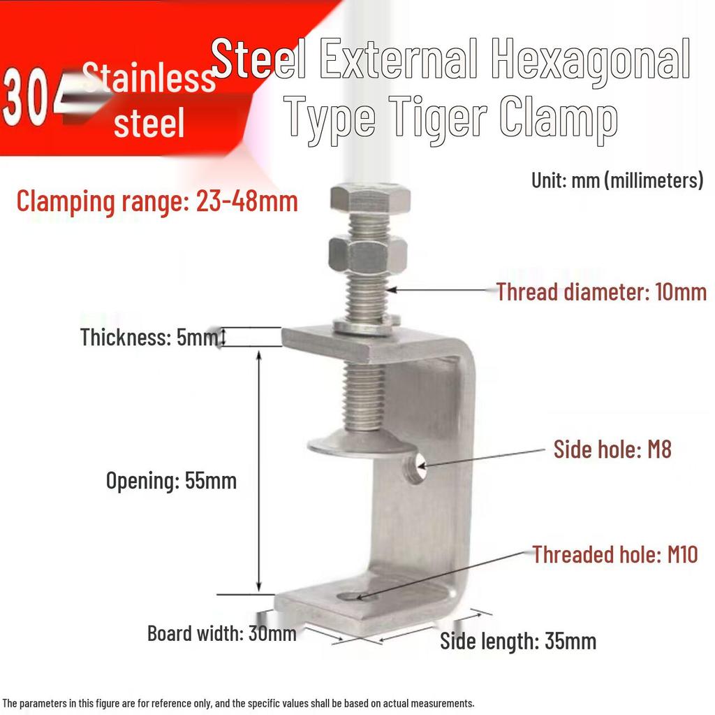 304 Stainless Steel Hand-Tightened U-Type/C-Type Pipe Clamp Fixture
