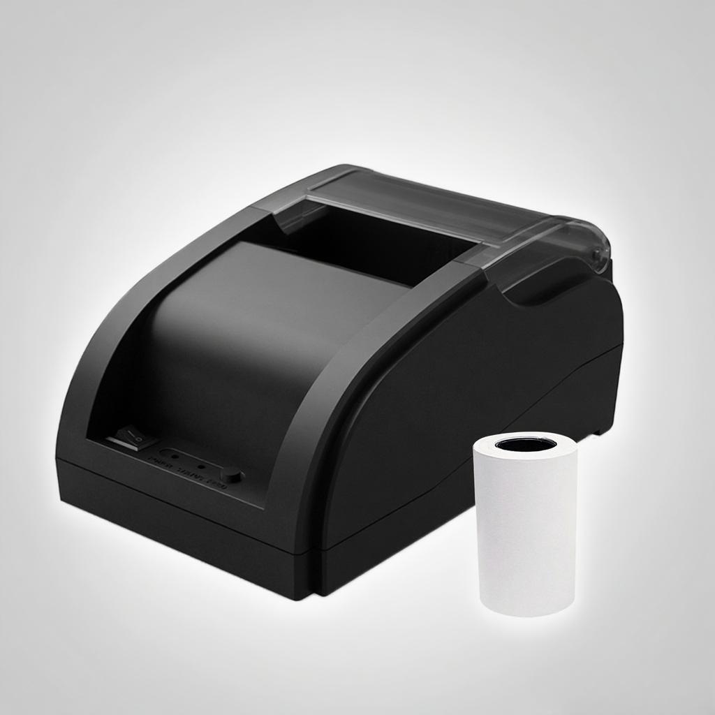 Desktop 58mm Thermal Receipt Printer Wireless Barcode Printer USB BT Connections with 1 Roll Paper Inside Support ESC Command Cashbox Connecting Comp
