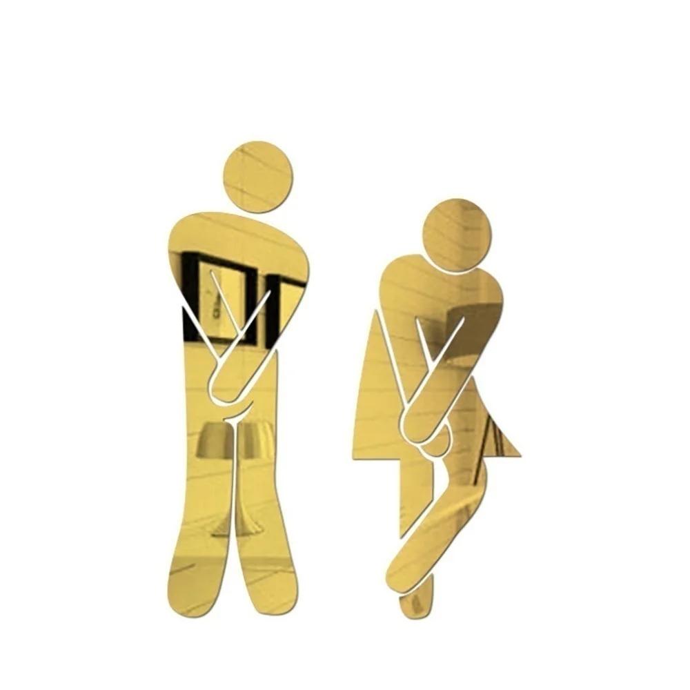 

Знак туалетной комнаты Декоративный знак для ванной комнаты для отеля, бара, ресторана, на зеркало, на стену Signo Signe De Toilette золотой