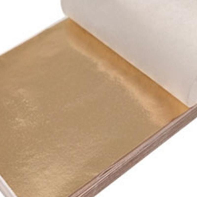 9cm Imitation Gold Silver Copper Foil Paper Sheets Shiny Gilding Craft Leaf for DIY Nail Art Cake Dessert Epoxy Resin Decoration