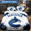3PCS Vancouver Canucks Printed Bedding Set For Bedroom dormitory,  Includes 1 Duvet Cover & 2 Pillowcases for All Seasons Home Decor Fan gifts