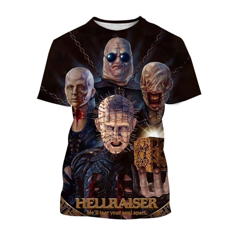 Summer fashion trend creative 3D printing printed horror movie hip-hop casual comfortable printed short sleeved shirt