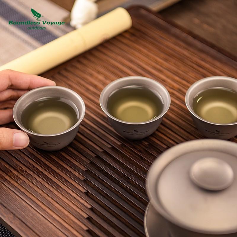 Pure Titanium Double-Wall Teacup 35ml Mini Gong Dao Cup Heat-Resistant Travel Tea Modern Minimalist Design