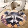 1pc Raccoon Face with Autumn Leaves Round Carpet Anime Design Chair Mat, Non Slip Rug for Office, Home Decor, Living Room, Bedroom