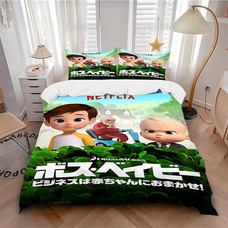 Baby Boss Adventure Print 3Pcs Bedding Setduvet Cover With 2 Bedropillowcase Home Birthday Gift