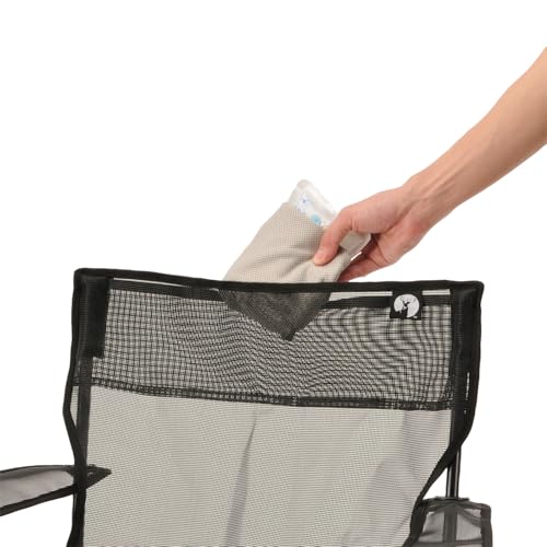 Captain Stag (CAPTAIN STAG) Outdoor Lounge Chair, Cool Mesh, Relaxing Lounge Chair with Shelf, Drink Holder, and Back Pocket, Black, UC-1887