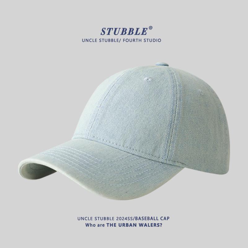 

Unisex Korean Style Solid Color Denim Baseball Cap with Soft Brim and Sun Protection - Retro Duckbill Design One Size (55-61cm) Adjustable світло-синій колір