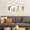 4pcs Wooden Cactus Plants Hanging Sign Wall-mounting Wall Decorative Panel  Bar Wall