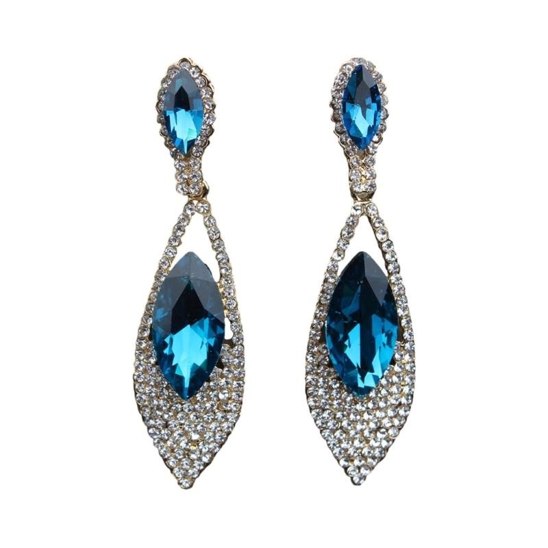 Imitation Diamonds Dangle Earrings for Women Ear Pendants with Rhinestones Teardrop Handmade Cubic Zirconia Earwear