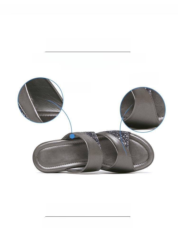 Women's Summer Sequin Platform Wedge Sandals - Thick-Sole, Easy-Match Fish-Mouth Design