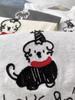 Korean Age-Reducing Red Scarf Puppy Embroidered Women's T-Shirt - Soft Cloud Cotton Brushed Short Sleeve Spring/Summer 2025