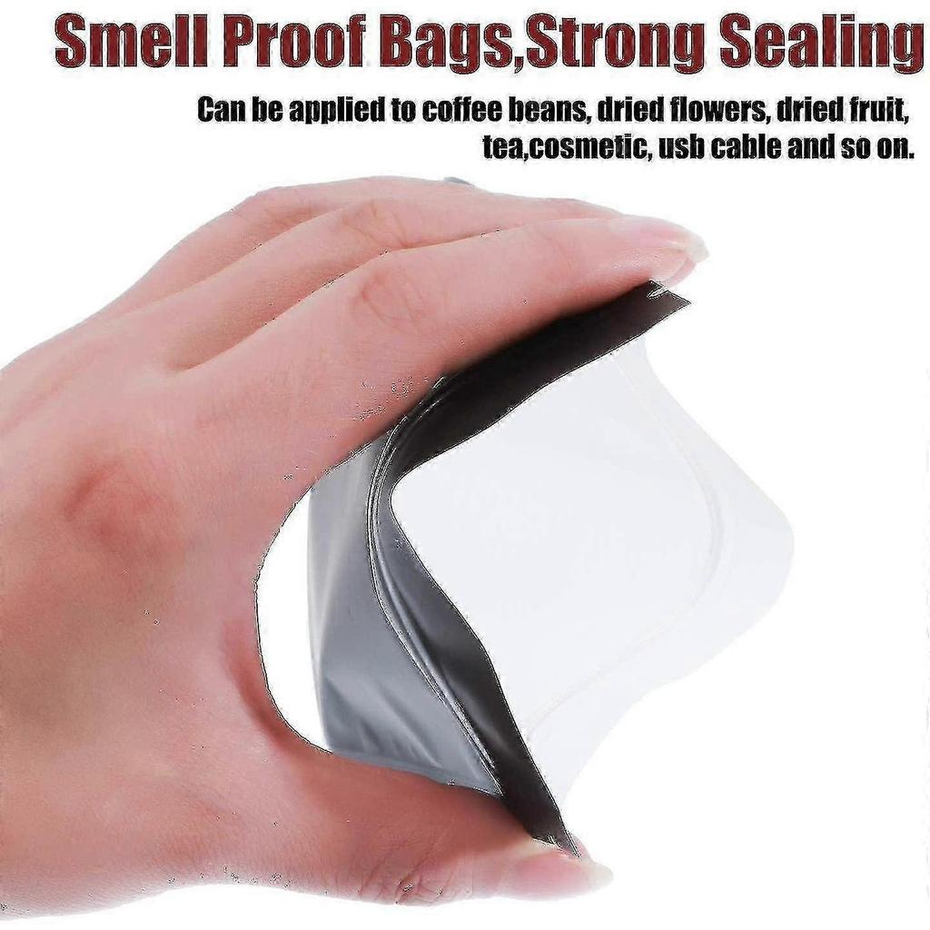 50pcs Holographic Packaging Bags Food Storage Bags (Translucent Matte Black, 7.5x10cm)
