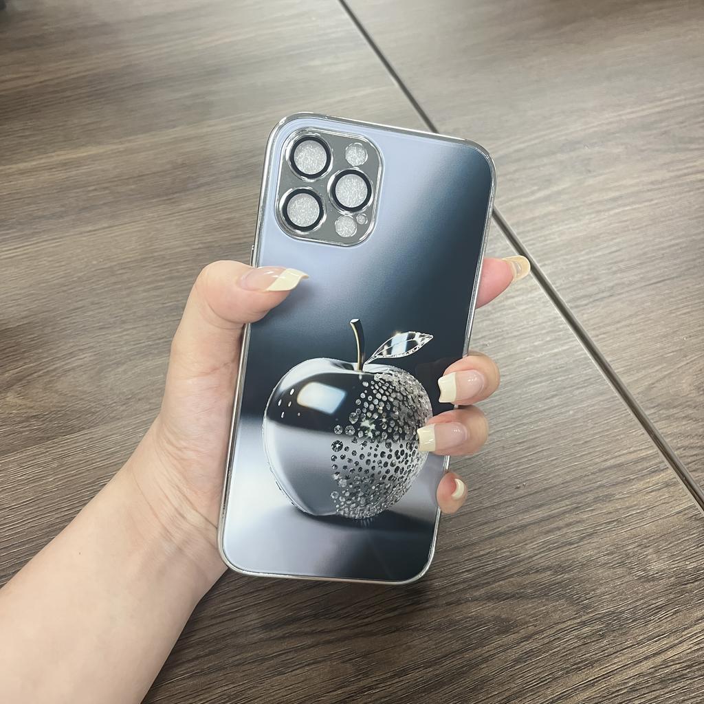 Silber Für Apple Diamantmuster Gehärtetes Glas Galvanisierte Hülle Für iPhone 17 16 Pro Max 15 14 Plus 13 12 11 16E 17 Air Cover