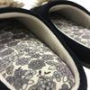 Senko Charlotte Floral Motif Memory Foam 63192 S.D.S Slippers, Approx. 24cm, Black, Sole,