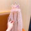 Sweet Princess Crown Veil Pink White Hair Accessories New Sparkly Tulle Headbands  Girl