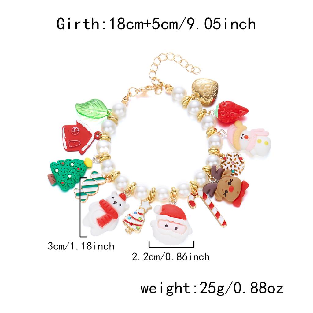 Christmas Bracelet for Women Fashion Elegant Christmas Tree Santa Snowflake Pendant Beaded Bracelets Holiday Party Jewelry Gift for Girls