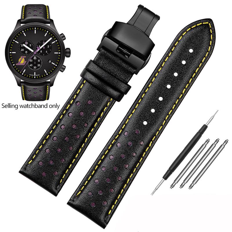 New Genuine Leather Watchband for Tissot 1853 Special T116 Strap T116617 Warriors Knights Lakers Band Heuer Men's 22mm Bracelet