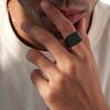 Square Signet Ring for Men Boys,Waterproof Stainless Steel Finger Band Ring,Gothic Punk Rock Jewelry Gifts