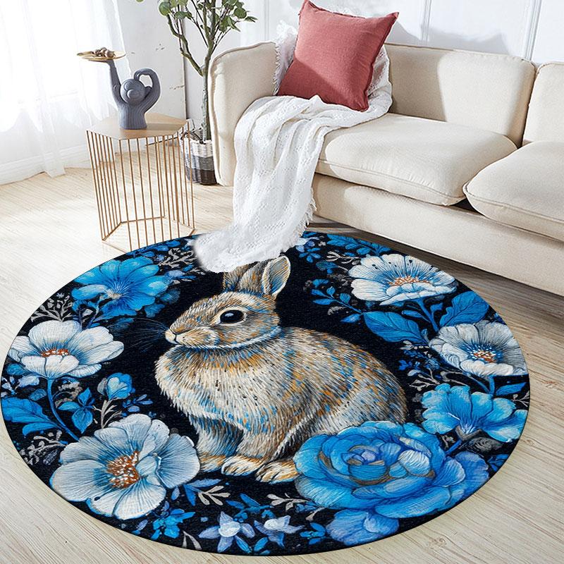 Cartoon Bunnies pattern round rug,Carpet Rug for Living Room Bedroom Playroom ,Non-slip Floor Mat,Holiday Gifts and Birthday Gifts.