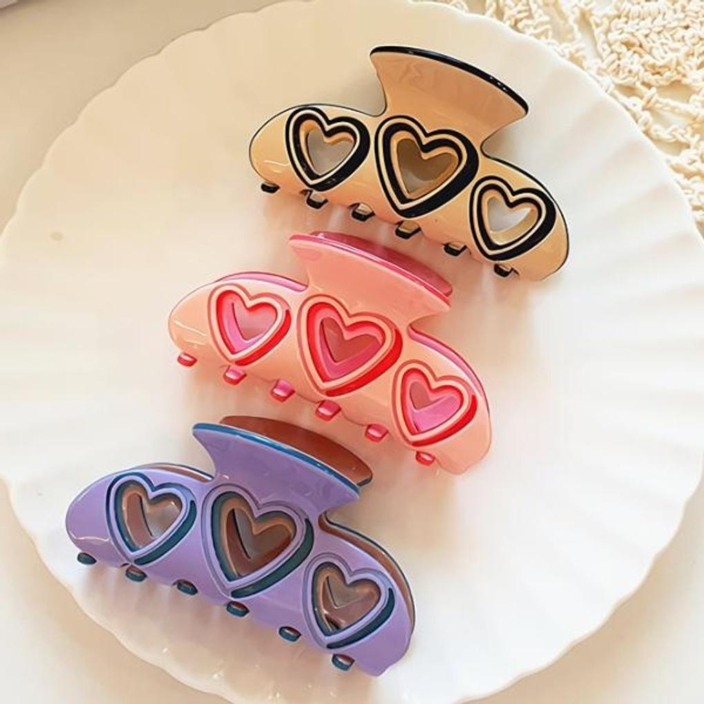 

Women s Daily Hair Point Heart Punching Hair Clip Purple