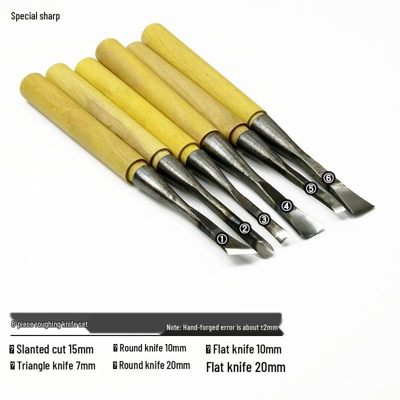 Dongyang Handmade Wood Carving Knife Set: Root, Flower, and Roughing Shaping Chisels.