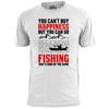 Mens You Can't Buy Happiness Fishing Quote T Shirt Angling Fish